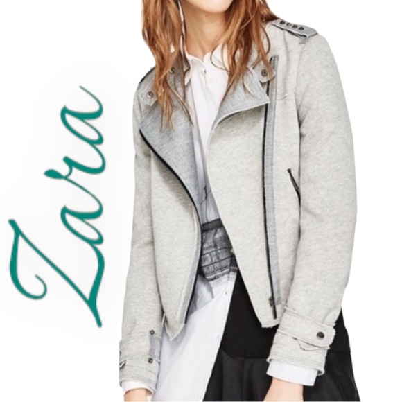 Zara Jackets & Blazers - Zara Basic Cropped Studded Cotton Moto Jacket, Size Small